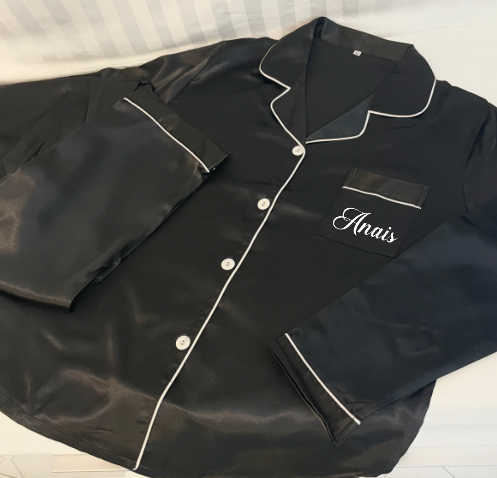 Pyjama satin noir long