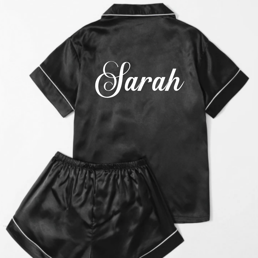 Pyjama satinée noir short