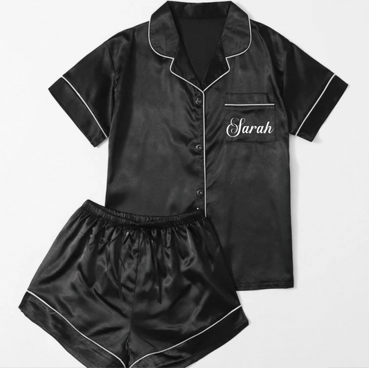 Pyjama satinée noir short